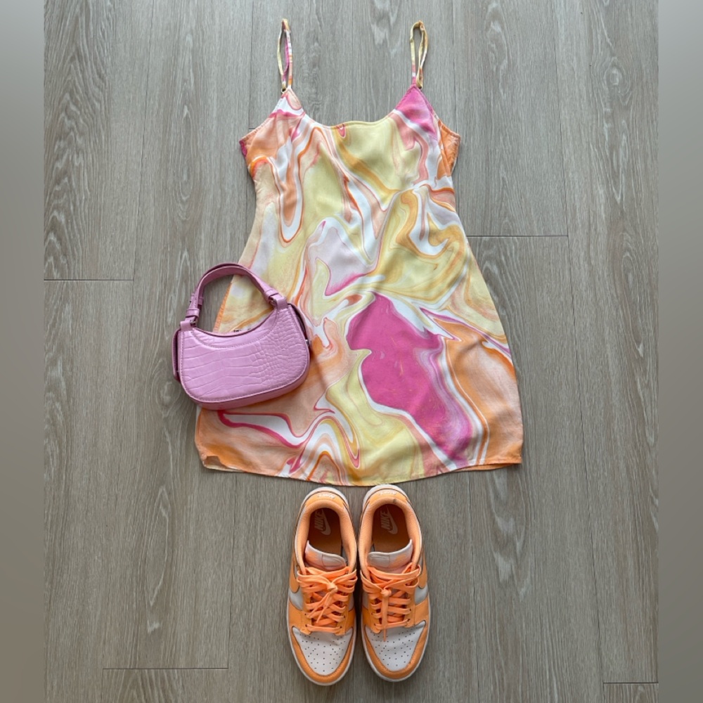 L.A Hearts Tie Dye Watercolor Mini Dress Pink Orange Size Small